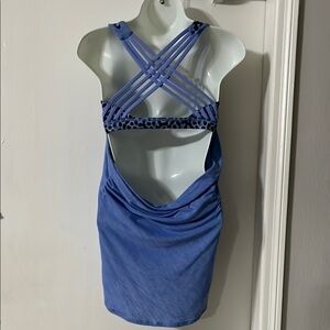 Lululemon Athletica Blue Bodycon Dress Cowl Neck Sleeveless